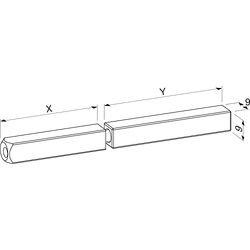 Eco Pasador cuadrado de 9 mm dividido 55/55 mm (pasador de empujón) para manijas de puerta, herraje de puerta, pasador cuadrado, acero galvanizado