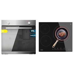 Cecotec Horno Integrable Bolero Hexa C126000 Mirror A 2800 W, 77 L de capacidad & Placa Vitrocerámica 3 Fuegos Bolero Squad V 3000. Potencia 6200 W, 9 Niveles de Potencia