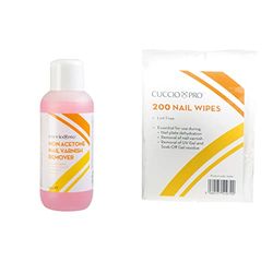 Cuccio 500ml Nail Polish Remover & 200 Nail Wipes Remover Kit, White