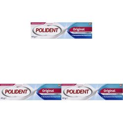 Polident Original Crème Fixative Forte, Pour Prothèses Dentaires Partielles ou Complètes, Goût Mentholé, 40g (Lot de 3)