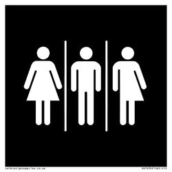 Female, Male and Non-gender specific in black panel Sign - 100x100mm - S10