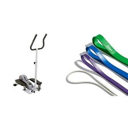 Sunny Health & Fitness Magnetic Underdesk/Standing Portable Ellittical Machine + Versatile Resistance Bands (Single or Combination Set) - 4.5-35kg Combo