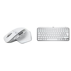 Logitech MX Master 3S - Mouse Wireless ad Alte Prestazioni, Scorrimento Ultraveloce, Ergo, 8K DPI, Tracciamento su Vetro, Clic Silenziosi- Grigio chiaro & MX Keys Mini Tastiera Illuminata Wireless