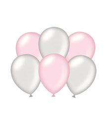 PD-Party 7036582 Feest Balloons | Natuurlijk Rubber (Latex) | Party Decoration, Pak van 6, Metallic Zilver/Roze, 30cm Lengte x 30cm Breedte x 30cm Hoogte