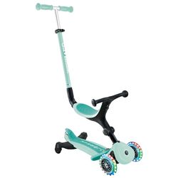 Globber - GO•UP ACTIVE LIGHTS 360 - monopattino evolutivo con seduta girevole a 360°, poggiapiedi, luci LED e 3 ruote, per bambini da 15 mesi a 6 anni - verde menta