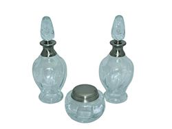 DRW Set da toeletta in Vetro Liscio e Argento, Medidas Botella: 27x7 cm