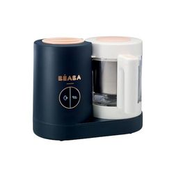 BÉABA - Babycook Neo - Babyvoedingprocessor Made in France - Mixer-Koker - Glazen Kom en Roestvrijstalen Kom - Babyvoeding diversificatie - Babyvoeding - Snel Stomen - Nacht Blauw