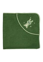 Sterntaler Serviette de Bain bébé Unisexe GOTS Kinni - Poncho de Bain pour bébé - Serviette à Capuche - Serviette de Bain pour Enfant avec Motif Lapin - Bio - Vert foncé