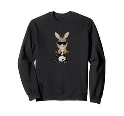 Funny Donkey Wearing Sunglasses Playing Drums Sweatshirt