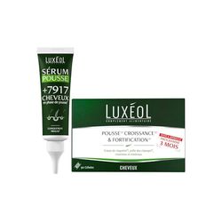LUXEOL - Sérum Pousse 50 ml + Complément Alimentaire Cheveux Pousse Croissance & Fortification (Programme 3 Mois, 90 Gélules) - Augmente Densité Capillaire & Favorise La Pousse(1) - Fabriqué En France