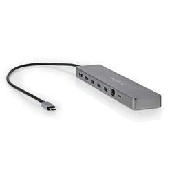 Nedis Adaptador USB multipuerto - USB 3.2 Gen 1 - Conector USB-C™ - Micro SD / RJ45 Hembra/SD / 2 x HDMI™ / 2 x USB-C™ / 3 x USB-A Hembra - 0,40 m - Redondo - Dorado - TPE - Antracita - Caja