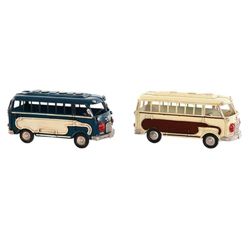 Home ESPRIT Figurine décorative Bleu Blanc Bus Vintage 17 x 7 x 8 cm (2 unités)