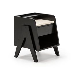 MESITA DE NOCHE 46X45X45 MADERA/MARMOL CREMA