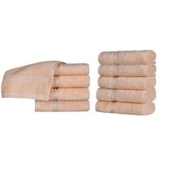 Superior NS Towel Parent Set di 10 Asciugamani da Viso in Cotone Egiziano, Color Pesca, 100% Pettinato a Fibra Lunga di Alta qualità, 33x35.6x5.0999999999999996 cm