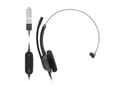 Cisco Auriculares 321Q USB-C, Auriculares Simples con Cable supraurales, Controlador de Microsoft Teams con USB-C, Negro carbón, garantía Limitada de 2 años (HS-W-321Q-C-USBC)