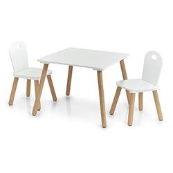 ZELLER PRESENT SCHÖNER LEBEN. PRAKTISCH WOHNEN. Salon de Jardin pour Enfant « Scandi », 3 pièces, Bois, Ensemble de sièges, Tisch: 55x55x43,5 cm Stuhl: 28x28x50 cm