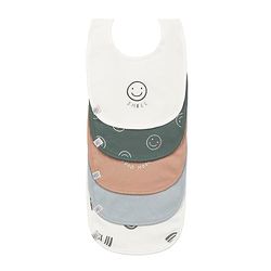 LÄSSIG Baby peuter slabbetjes set (5 stuks) klittenbandsluiting katoen waterdicht/Value Pack Bib Tiny Smile