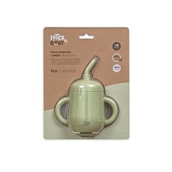 Drinkbeker met rietje, siliconen, groen