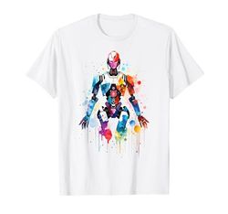 Watercolor Robot Splatter Paint Futuristic Sci Fi Cyberpunk T-Shirt