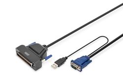 DIGITUS 1 poort KVM-module voor KVM-consoles van DIGITUS (VGA, USB, PS/2), zwart