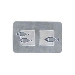Spirella Tapis de Bain Polyester Andros 55x65cm Motif Poisson Gris