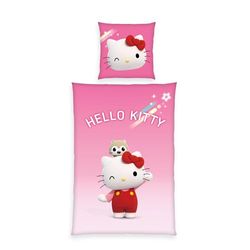 Herding Hello Kitty-Super Style beddengoed, kussensloop ca. 80 x 80 cm, dekbedovertrek ca. 135 x 200 cm, met soepel lopende ritssluiting, 100% katoen-renforcé