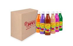 Jovi - Tempera liquide, étui de 6 bouteilles de 500 ml, couleurs secondaires, peinture à base d'ingrédients naturels, facile à laver, sans gluten, idéale pour un usage scolaire (506/6B)