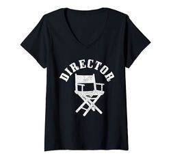 Womens Movie Director Chair Film Making Filmmaker Funny Gift V-Neck T-Shirt