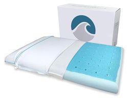 Bluewave Bedding Super Slim CarbonBlue Max Cool Gel Memory Foam Kussen voor buik en rugslapers - Dun, plat ontwerp met geavanceerde koeling (3,25 inch hoogte, standaardmaat)