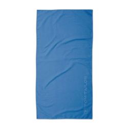 TOM TAILOR Serviette de Fitness, 70x140 cm, 80% polyester, 20% polyamide/ microfibre, avec fine couture en chaîne et logo en relief, SPORTS TOWEL Bleu (Cool Blue)