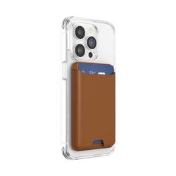 PopSockets: PopWallet para MagSafe - Anillo Adaptador para MagSafe Incluido - Porte Tarjeta Elegante, Reposicionable para Teléfonos Móviles y Carcasas - SoftGoods - Cognac