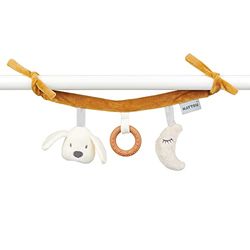 Nattou Cadena para cochecito, el perro Charlie, Juguete bonito para llevar, 27 x 18 x 6 cm, Vegano, Algodón y poliéster, Blanco y marrón