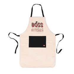 Legami - Keukenschort voor heren en dames, superkok, voorvak, verstelbaar, één maat, machinewasbaar, maat 56 x 76 cm, thema Boss of The Kitchen, Beige, One size
