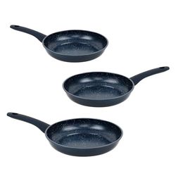 Hagen, HA04791-BLU, Juego de 3 sartenes de silicona diamante, antiadherente, sin químicos nocivos, óptima retención de calor, compatibles con todos los fuegos,Bleu