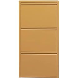 Kare Design schoenenkast Caruso geel, metaal, met 3 kleppen, schoenenrek voor 6 paar schoenen, smal, ruimtebesparend, hoog, schoenenrek, entree, 103 x 50 x 15 cm (h x b x d)