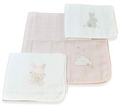 Italbaby Set di 3 Mussole Ricamate Rosa