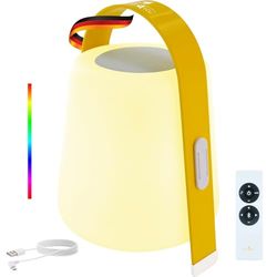 SCHWAIGER 661750 Lampada da tavolo portatile Altoparlante Bluetooth Batteria RGB LED Lampada da comodino Luce da esterno Lampada da giardino per musica Altoparlante Maniglia 5W splashproof