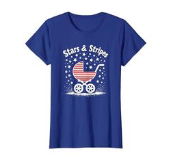 Stars, Stripes, and Stroller T-Shirt, Women, Royal Blue, XS