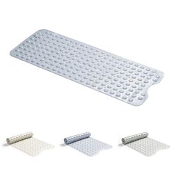 Good Nite Alfombrilla de baño Larga Antideslizante con ventosas Extra Grandes para un baño Seguro, antimoho, Lavable a máquina, Parte Trasera de Goma Gruesa Suave, 101 x 40 cm, Color Azul