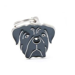 MyFamily Médaille pour chien Made in Italy, Corso Gris, médaille pour chien, Collection Friends, 37x37 mm