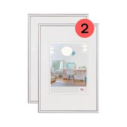 walther design KV015SD - Cornice portafoto New Lifestyle, confezione doppia, 10 x 15 cm, colore: argento, in confezione doppia