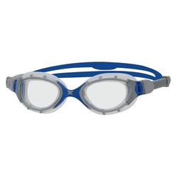 Zoggs Predator Flex Goggles, UV-bescherming zwembril, snel verstelbare zwembrilriemen, mistvrije volwassen zwembrillenzen, bril, ultra fit, grijs/blauw/helder - normale pasvorm