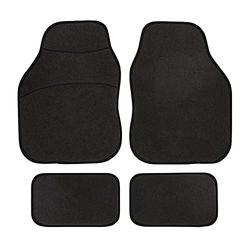 Safe Travel 27600 Tapetes universais para veículos com volante à esquerda, tapete para os pés com carpete, costuras pretas