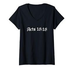 Donna Scrittura, Atti 18:18 Maglietta con Collo a V