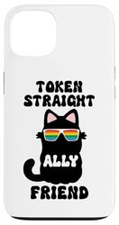 Token Straight Friend Gay Pride Ally Cat Purride LGBTQ Flag Custodia per iPhone 13