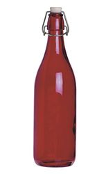 Excelsa Happy Color Glad fles, 1 liter, glas, rood, 8 x 8 x 30 cm