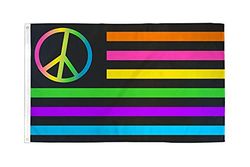 AZ FLAG - Drapeau Etats-Unis Paix néon - 90x60 cm - Drapeau Américain - Usa 100% Polyester Avec Oeillets Métalliques Intégrés - Pavillon 50 g