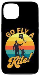 Go Fly a Kite! Retro Father Son Kite Flying Silhouette Art Case for iPhone 13