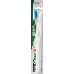Fimodent Brosse à dents Ultra Soft avec système de protection des gencives et des dents - Équipée de poils 6580 UltraX de dureté souple, doux pour les gencives et l'émail - Couleur Blanc Bleu ciel