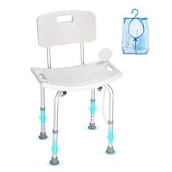 VEVOR Siège de Douche Antidérapant Hauteur Réglable 390-520 mm Chaise de Douche Chargeant 158,8 kg Fauteuil de Bain en Alu et PE Aide à la Douche pour Personnes Âgées Femmes Enceintes Salle de Bain